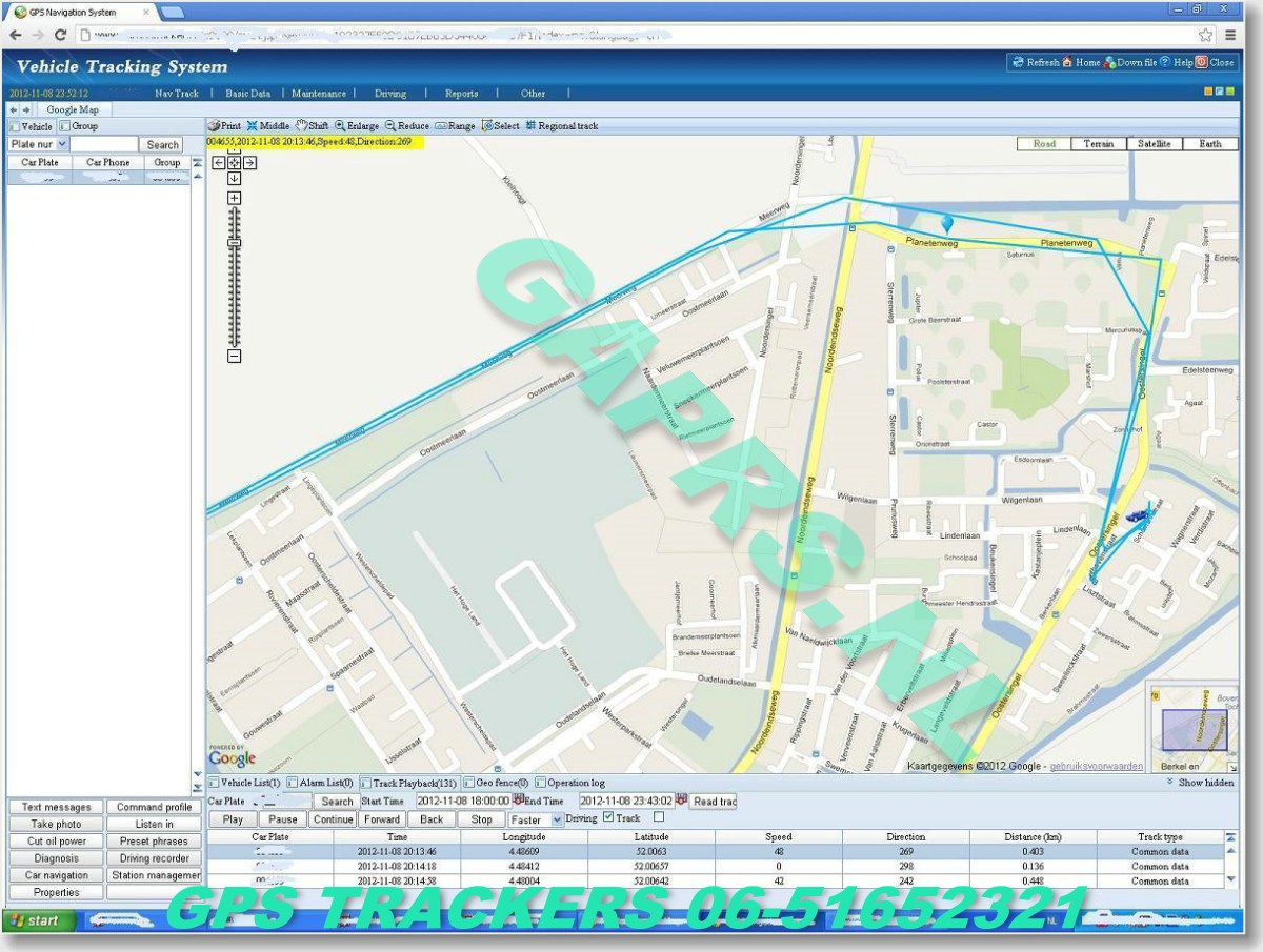 Rondlopen op de Haagsche markt, GAPRS gps tracker kaart ingezoomd op satellietbeeld